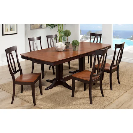 Transitional 96" Double Pedestal Table with 2 Leaves